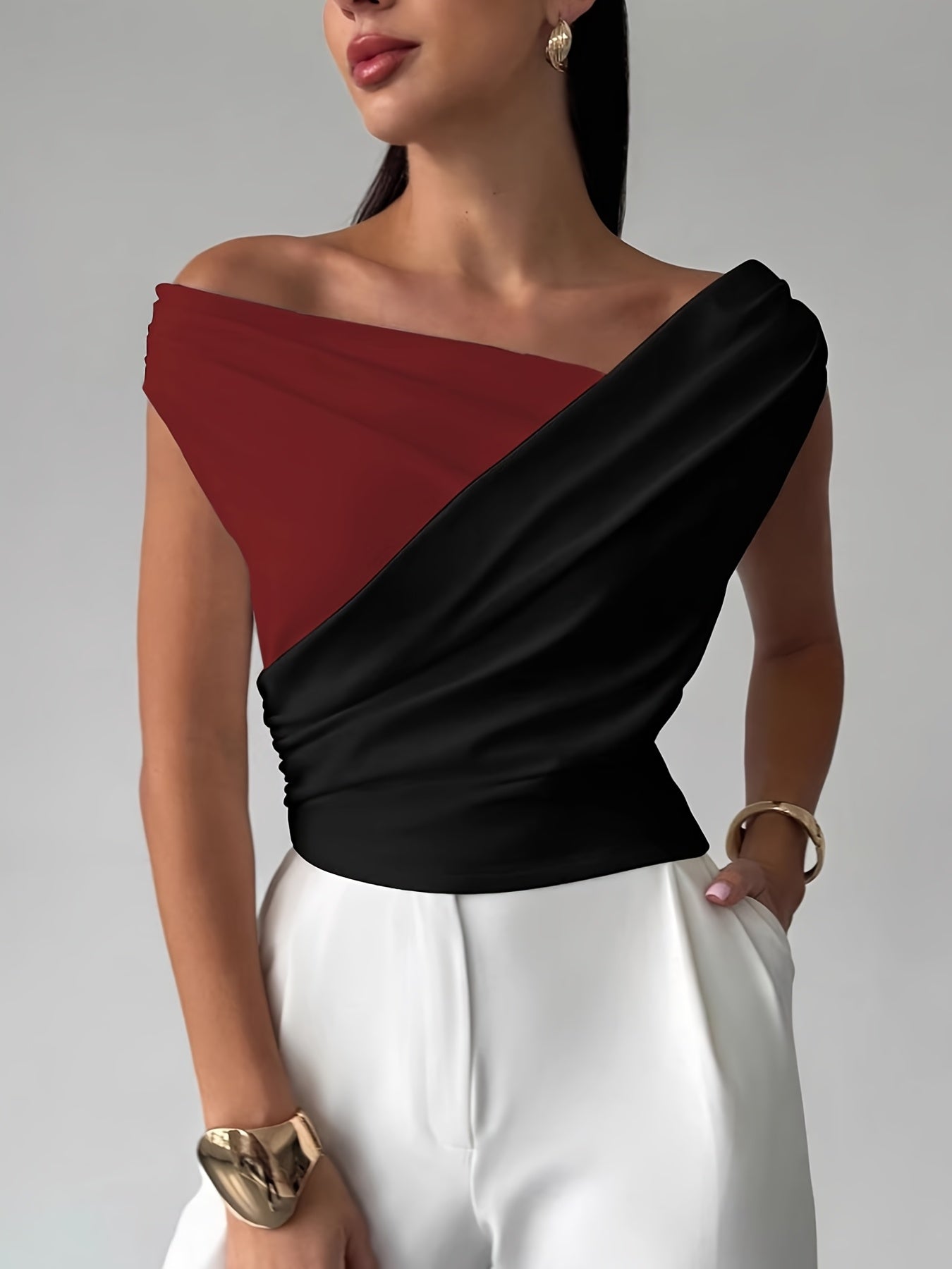 Unisex's Solid Color T-Shirt - Sleeveless 678245 detail image