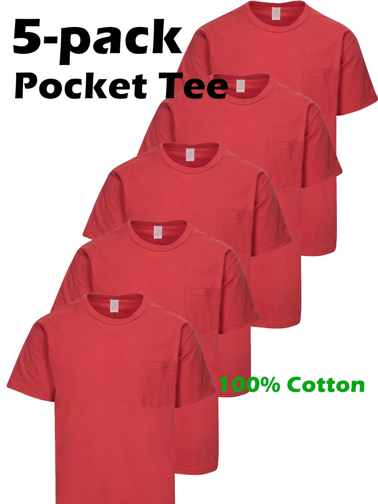 5pcs Men Unisex 100 Cotton Pocket T Shirts Short Sleeve Crew Neck Loose Fit Solid - product view 30