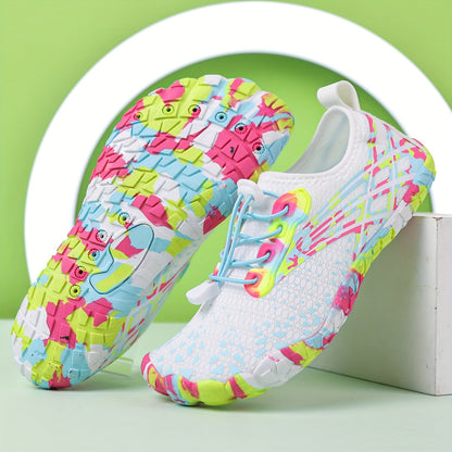 Women's White Striped Shoes - product view 1