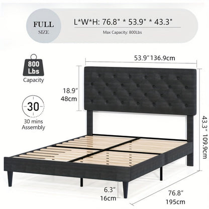 Upholstered Bed Frame, Bedroom Platform Bed for Bedroom Comfort and Support detail image - detail view 12