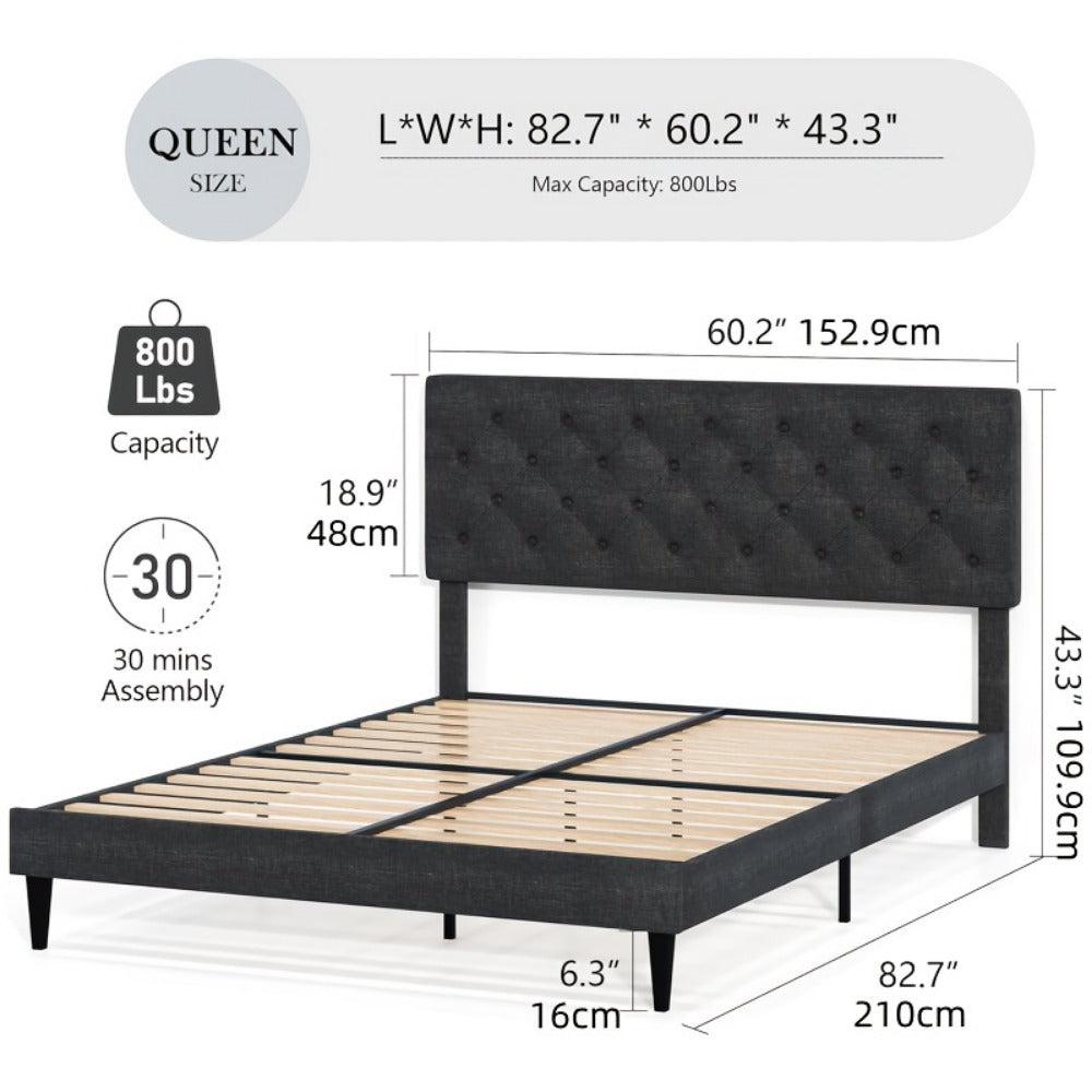 Upholstered Bed Frame, Bedroom Platform Bed for Bedroom Comfort and Support detail image - detail view 13