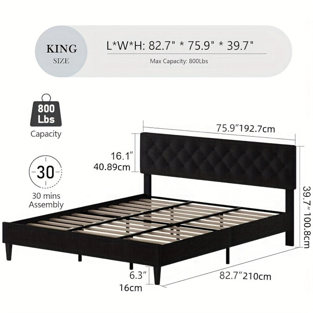 Upholstered Bed Frame, Bedroom Platform Bed for Bedroom Comfort and Support detail image - detail view 14