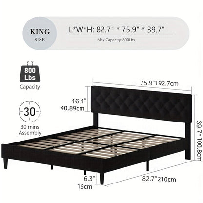 Upholstered Bed Frame, Bedroom Platform Bed for Bedroom Comfort and Support detail image - detail view 14