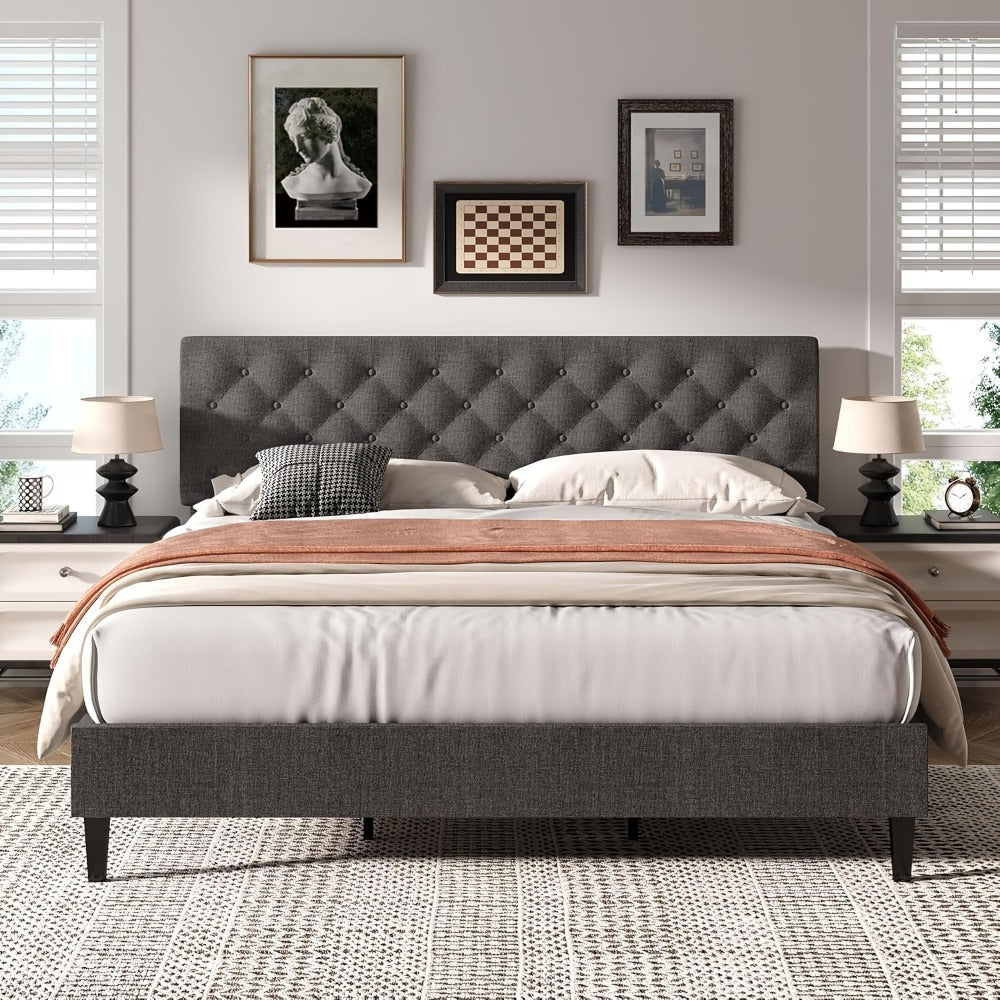 Upholstered Bed Frame, Bedroom Platform Bed for Bedroom Comfort and Support detail image - detail view 4