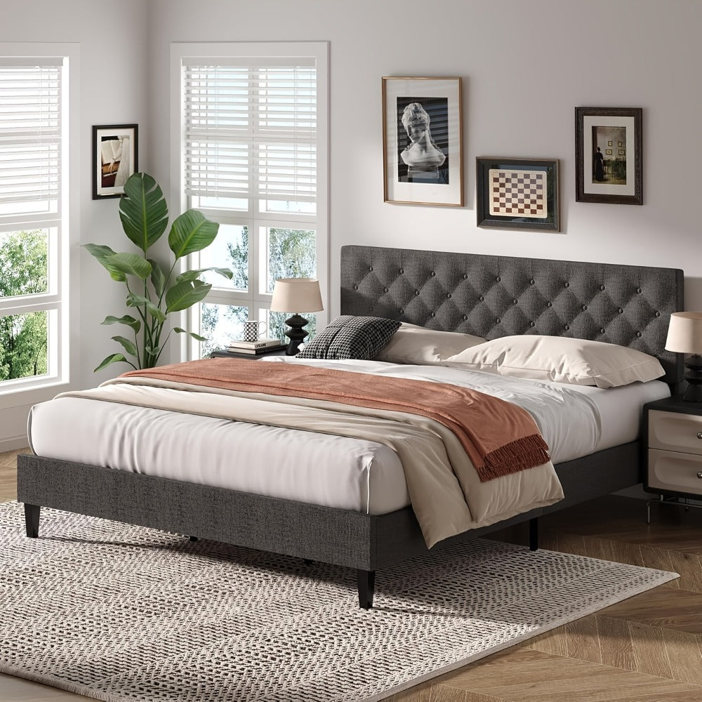 Upholstered Bed Frame, Bedroom Platform Bed for Bedroom Comfort and Support detail image - detail view 8