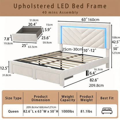 Upholstered Bed Frame with Storage Drawers and Charging Station detail image - detail view 10