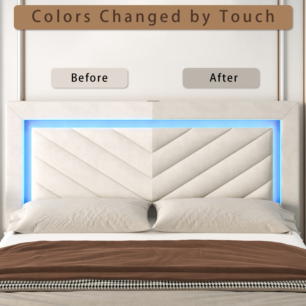 Upholstered Bed Frame with Storage Drawers and Charging Station detail image - detail view 11