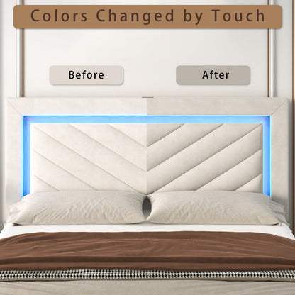 Upholstered Bed Frame with Storage Drawers and Charging Station detail image - detail view 11