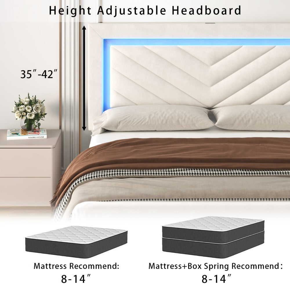 Upholstered Bed Frame with Storage Drawers and Charging Station detail image - detail view 12