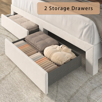 Upholstered Bed Frame with Storage Drawers and Charging Station detail image - detail view 13