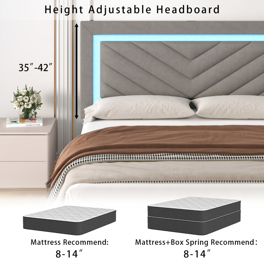 Upholstered Bed Frame with Storage Drawers and Charging Station detail image - detail view 18