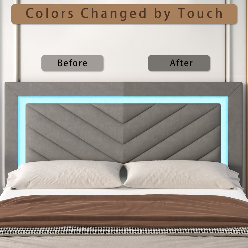 Upholstered Bed Frame with Storage Drawers and Charging Station detail image - detail view 19