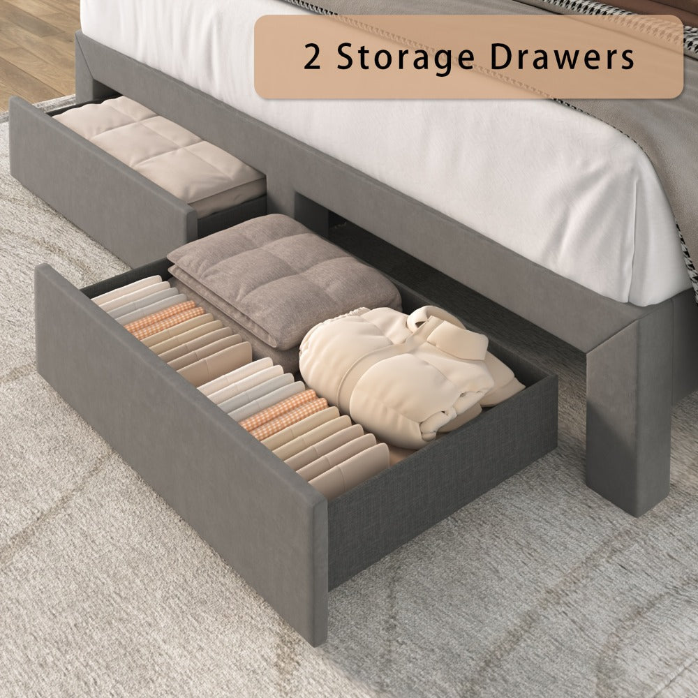 Upholstered Bed Frame with Storage Drawers and Charging Station detail image - detail view 20