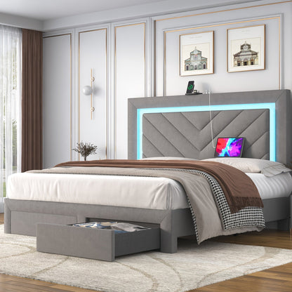 Bed Frame shown in the Grey, Queen option