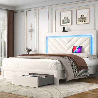 Bed Frame shown in the Off White, Full option