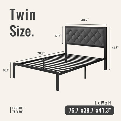 Upholstered Metal Bed Frame with Tufted Back for Bedroom Comfort and Support detail image - detail view 8