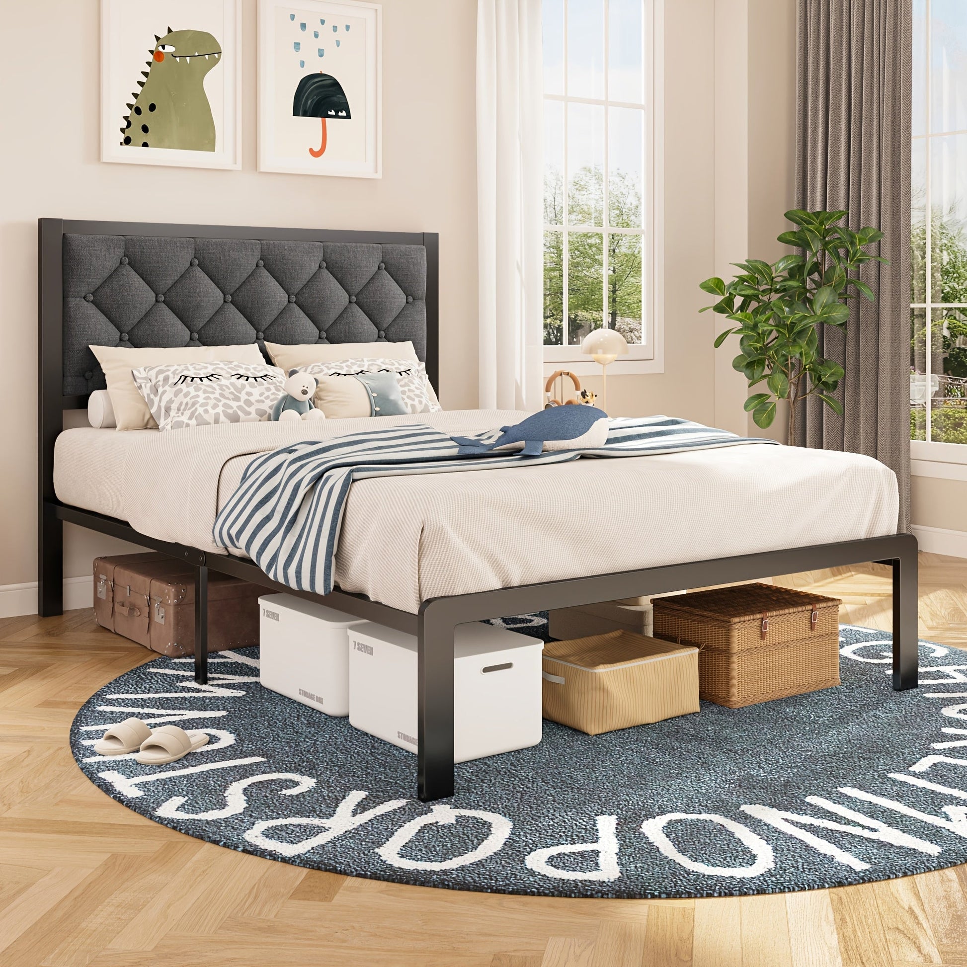 Bed Frame shown in the Grey, Twin option