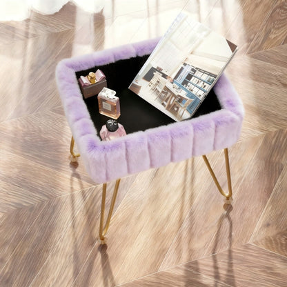 Upholstered Metal Vanity Stool with Hidden Storage for Entryway detail image - detail view 12