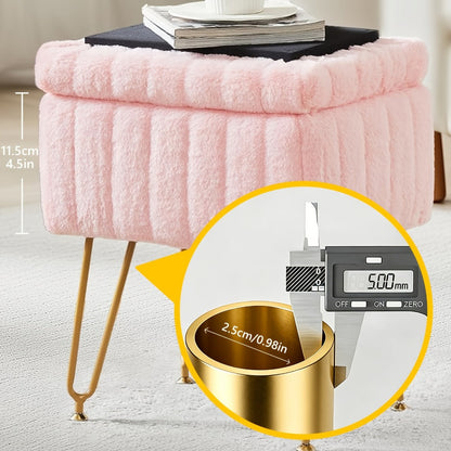 Upholstered Metal Vanity Stool with Hidden Storage for Entryway detail image - detail view 6