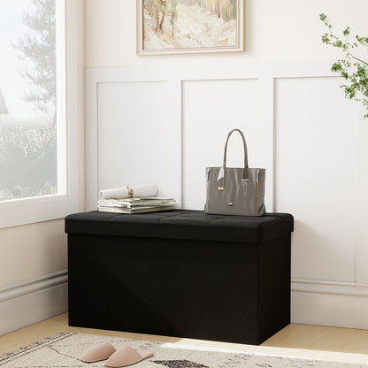 Ottoman shown in the Black Leather - 31.5 Inches option