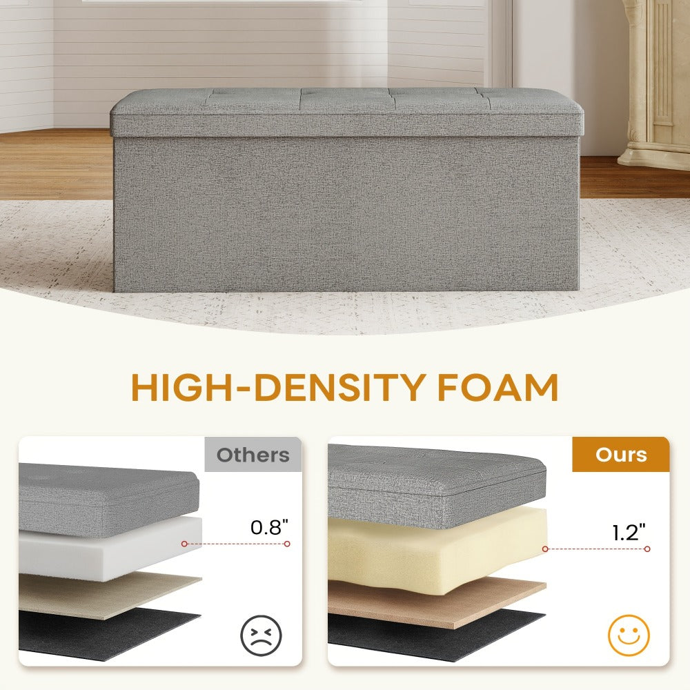 Upholstered Ottoman with Padded Seat and Hidden Storage for Living Room detail image