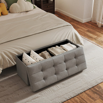 Ottoman shown in the Light Gray Linen - 43.5 Inches option