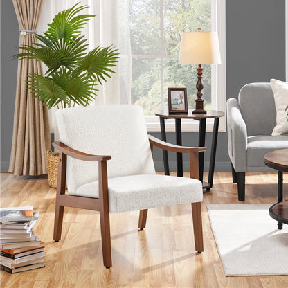 Upholstered Solid Wood Armchair with Armrests and Padded Seat for Living Room detail image - detail view 10