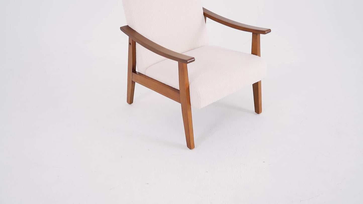 Upholstered Solid Wood Armchair with Armrests and Padded Seat for Living Room detail image - detail view 14