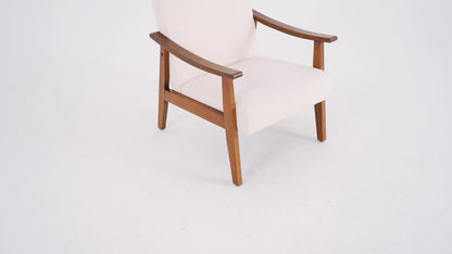 Upholstered Solid Wood Armchair with Armrests and Padded Seat for Living Room detail image - detail view 14