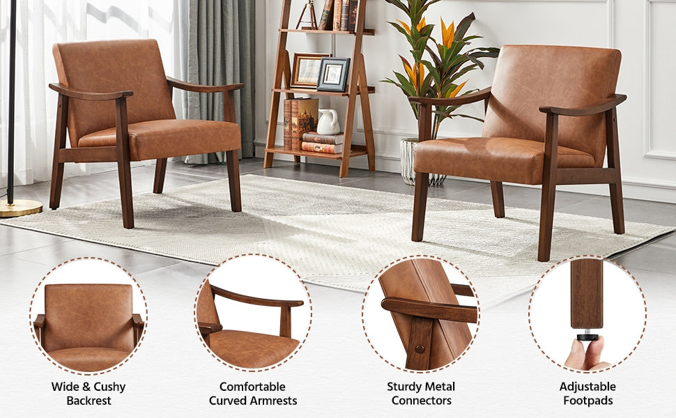 Upholstered Solid Wood Armchair with Armrests and Padded Seat for Living Room detail image - detail view 16