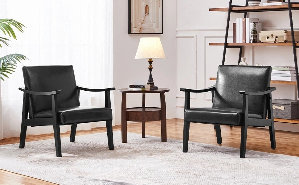 Upholstered Solid Wood Armchair with Armrests and Padded Seat for Living Room detail image - detail view 17