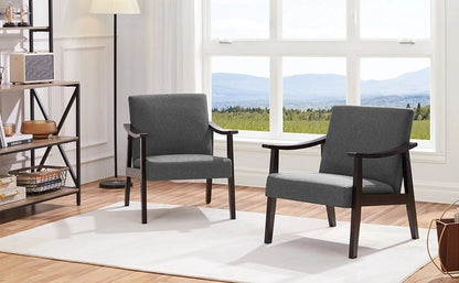 Upholstered Solid Wood Armchair with Armrests and Padded Seat for Living Room detail image - detail view 18