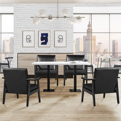 Upholstered Solid Wood Armchair with Armrests and Padded Seat for Living Room detail image - detail view 3
