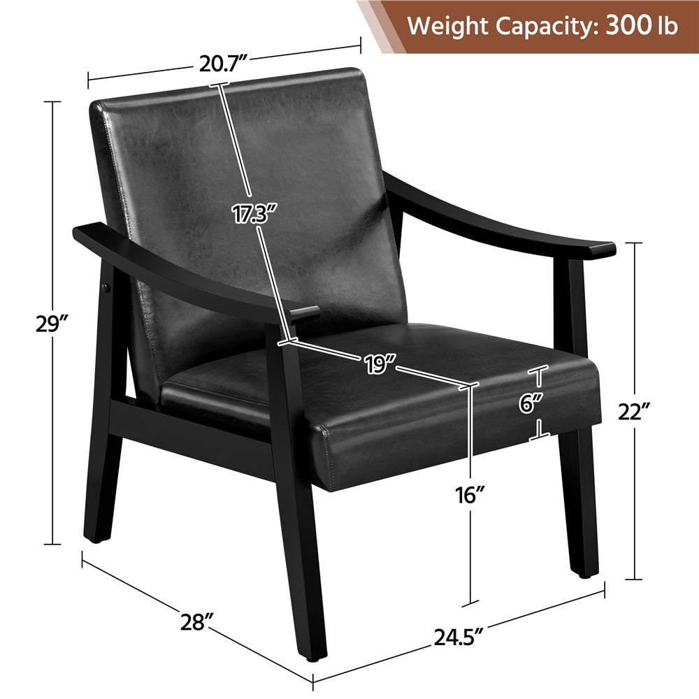 Upholstered Solid Wood Armchair with Armrests and Padded Seat for Living Room detail image - detail view 4