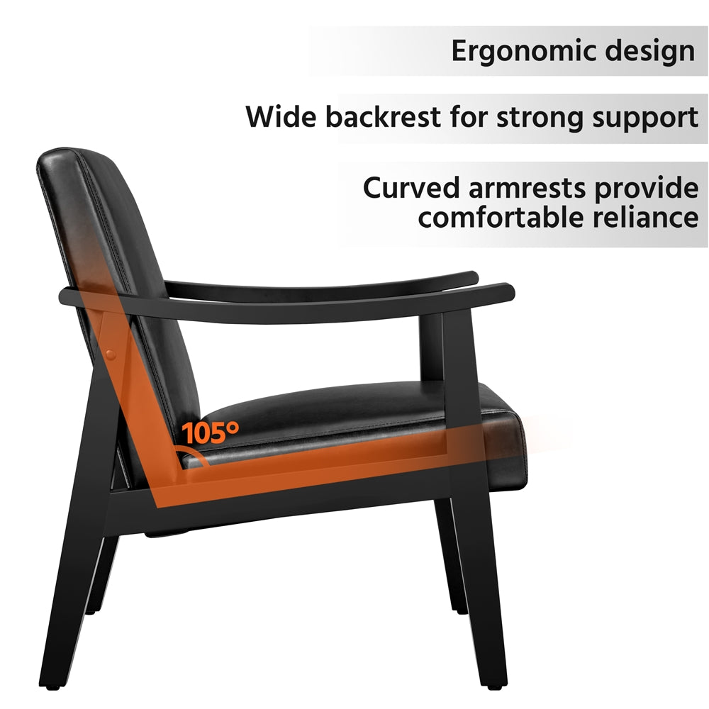 Upholstered Solid Wood Armchair with Armrests and Padded Seat for Living Room detail image - detail view 5