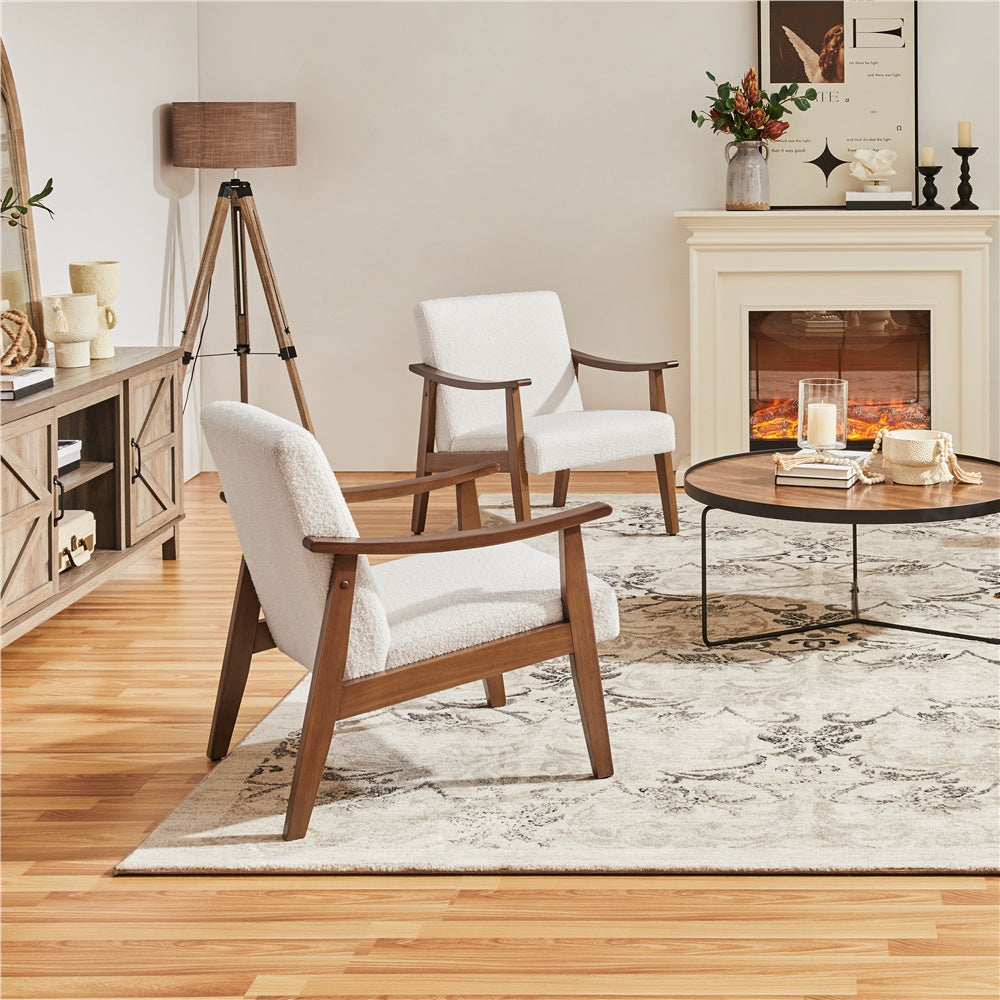 Upholstered Solid Wood Armchair with Armrests and Padded Seat for Living Room detail image - detail view 7