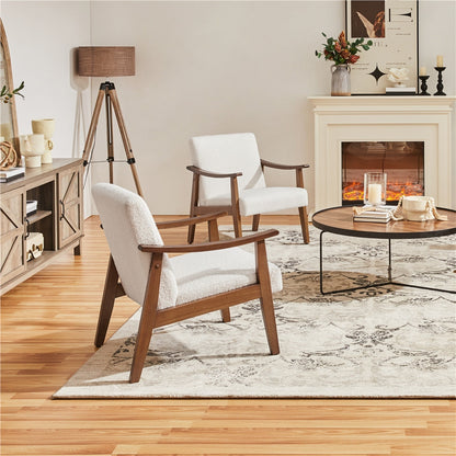 Upholstered Solid Wood Armchair with Armrests and Padded Seat for Living Room detail image - detail view 7