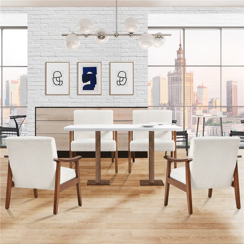 Upholstered Solid Wood Armchair with Armrests and Padded Seat for Living Room detail image - detail view 8