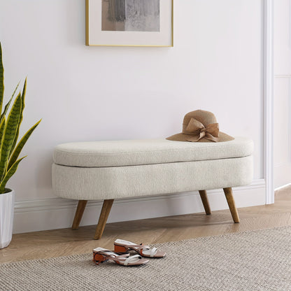 Storage Ottoman Bench shown in the Beige Color option