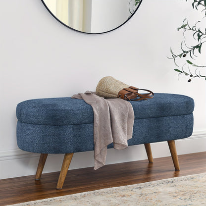Storage Ottoman Bench shown in the Blue option