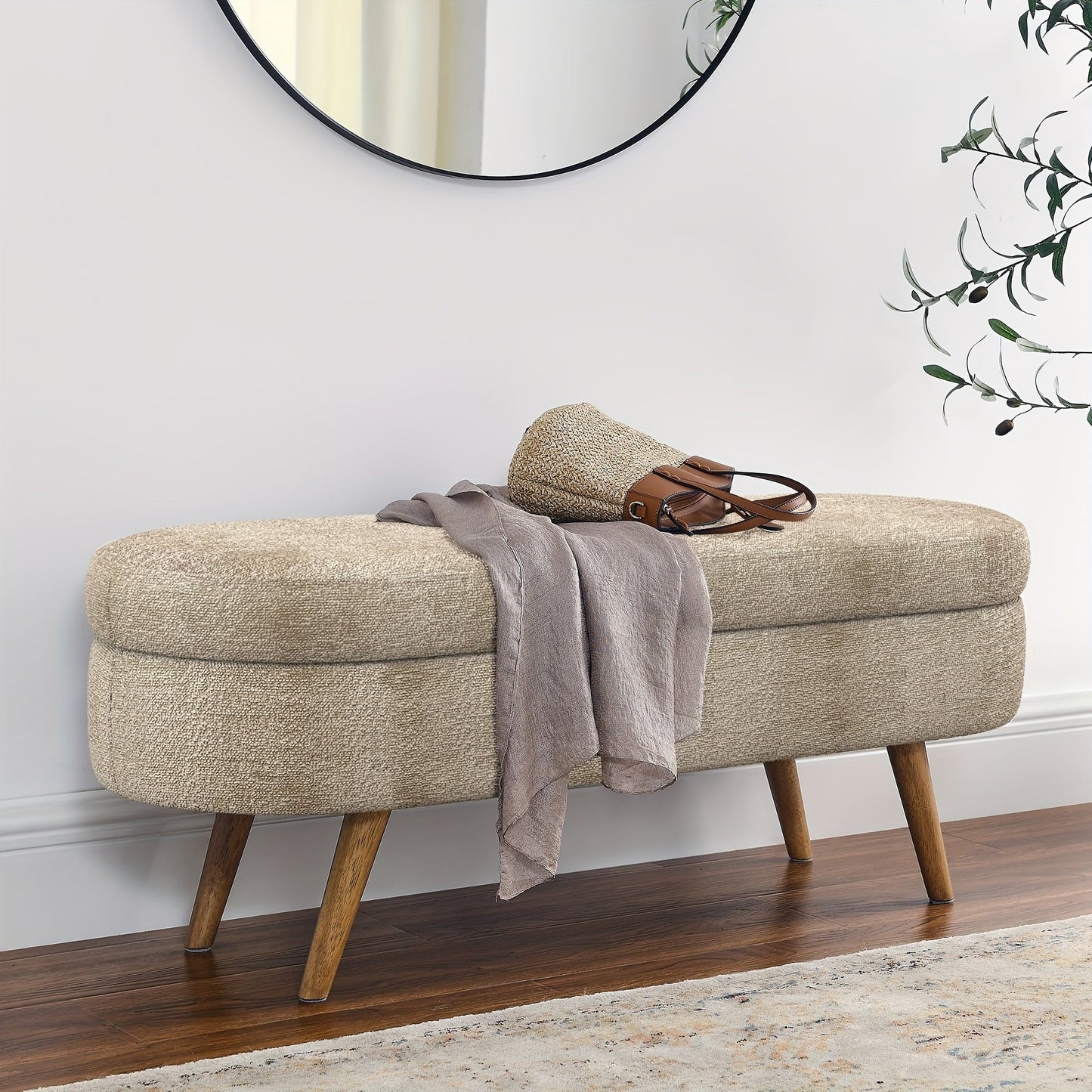 Storage Ottoman Bench shown in the Brown option