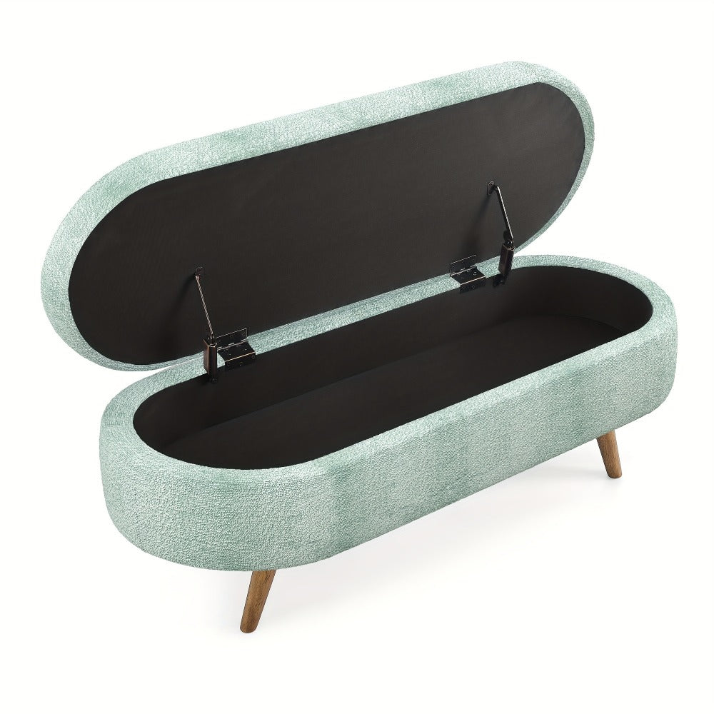 Upholstered Solid Wood Storage Ottoman Bench with Hidden Storage for Living Room detail image - detail view 12
