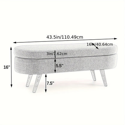 Upholstered Solid Wood Storage Ottoman Bench with Hidden Storage for Living Room detail image - detail view 4