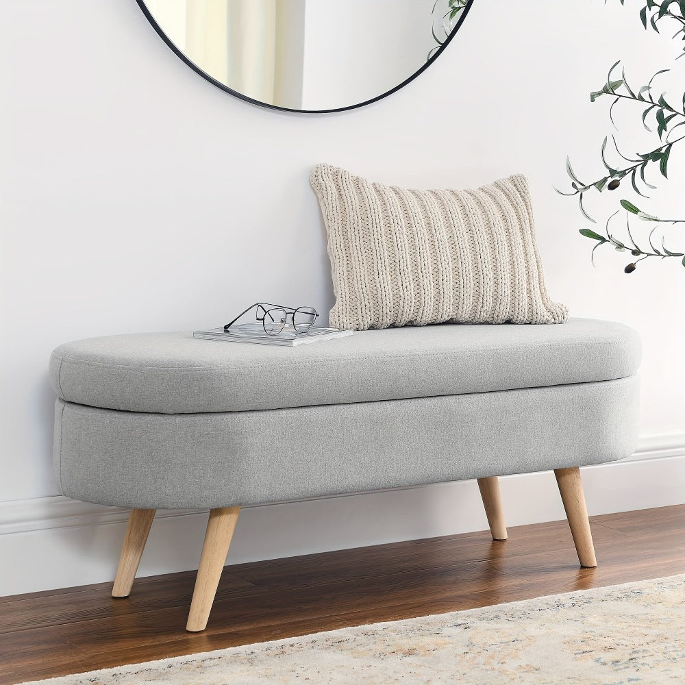 Upholstered Solid Wood Storage Ottoman Bench with Hidden Storage for Living Room detail image - detail view 5