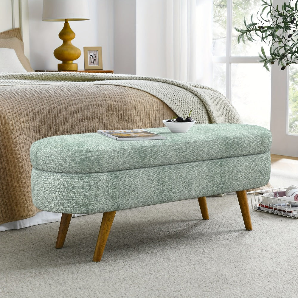 Upholstered Solid Wood Storage Ottoman Bench with Hidden Storage for Living Room detail image - detail view 6