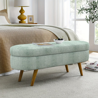 Upholstered Solid Wood Storage Ottoman Bench with Hidden Storage for Living Room detail image - detail view 6