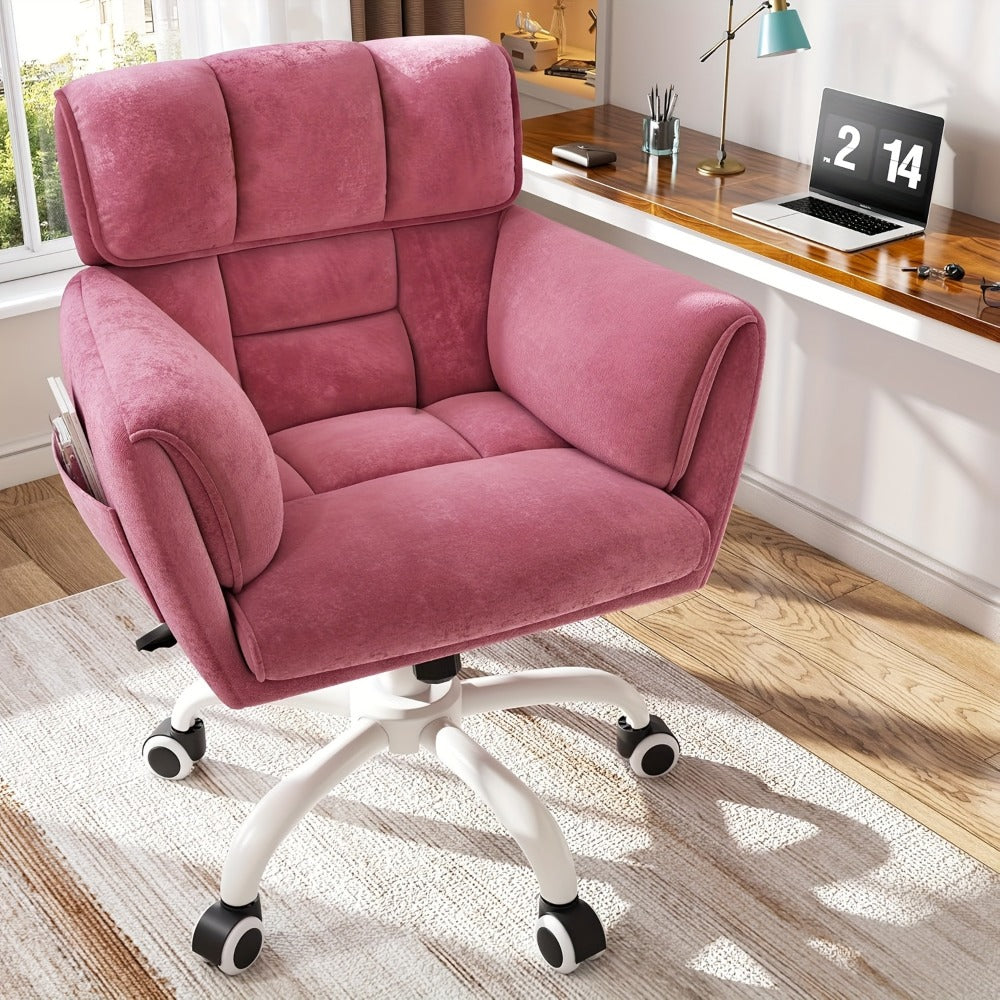 Upholstered Vanity Chair with Adjustable Height and Rolling Wheels detail image - detail view 11