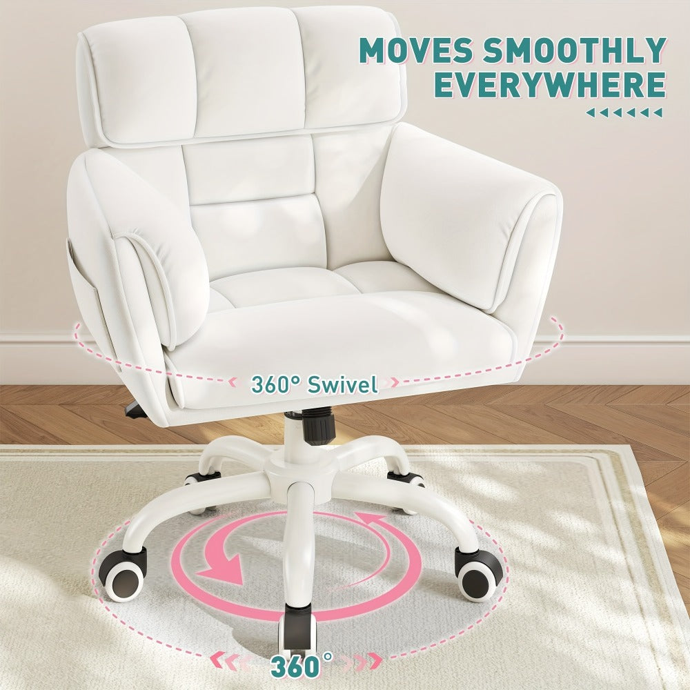 Upholstered Vanity Chair with Adjustable Height and Rolling Wheels detail image - detail view 13
