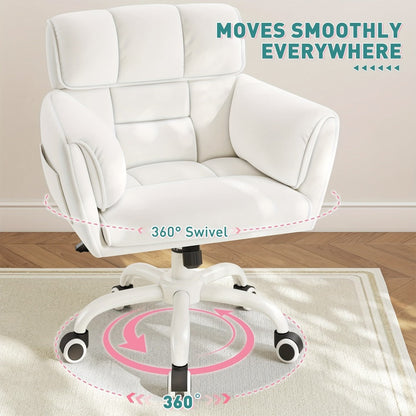 Upholstered Vanity Chair with Adjustable Height and Rolling Wheels detail image - detail view 13