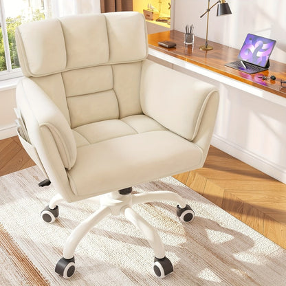 Upholstered Vanity Chair with Adjustable Height and Rolling Wheels detail image - detail view 3